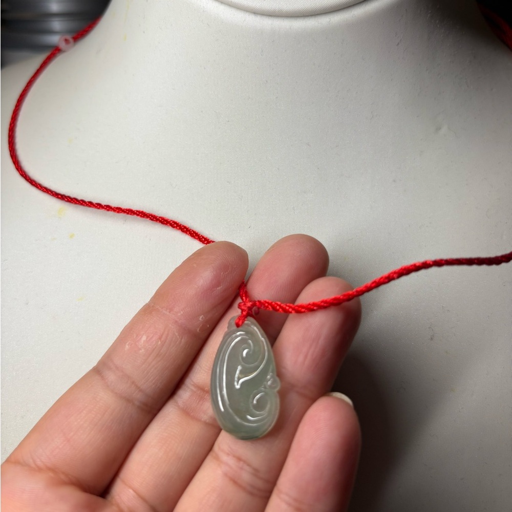 Elegant Chinese Jade Pendant Necklace with Red Cord